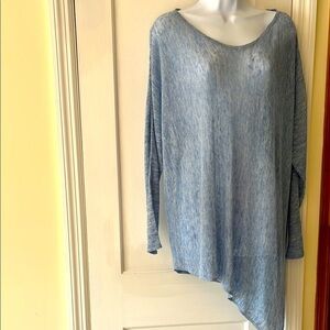 Eileen Fisher Asymmetrical Top Women’s Large Italian Blue Lagenlook Coastal Flaw